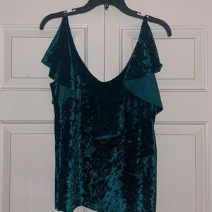Chelsea 28 green velvet top size L with ruffles